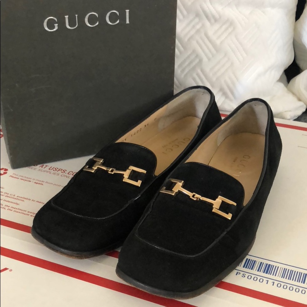 Authentic Gucci Black Suede Loafers